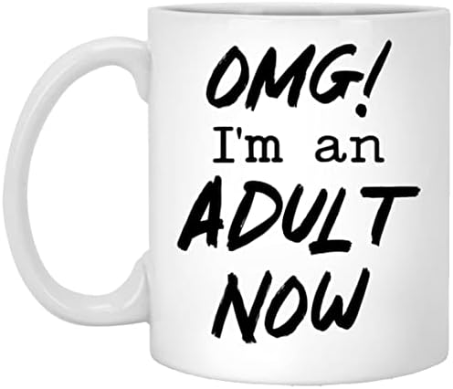 Bože, sad sam ODRASLA osoba, šalica za kavu, smiješna šalica za kavu za 18. rođendan, debitantski rođendanski poklon, ideje