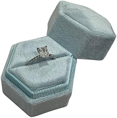 Kutija za angažman prstena Premium 1 utor šesterokut za vjenčani prsten kutija Vintage Velvet Box za nakit za angažman i