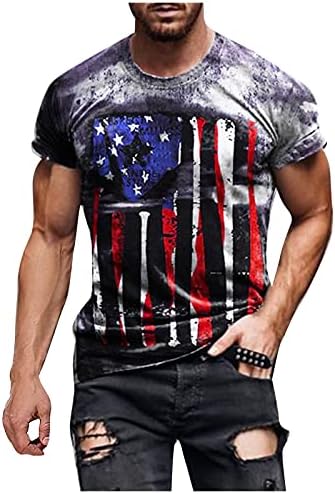Muške košulje s kratkim rukavima 4. srpnja Majice za neovisnost američke zastave Košulje Retro Tops Stars and Stripes majice