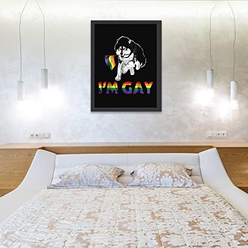 Ja sam gay ponos lgbt zastave sibirske husky drvene slike frame artwork fotografije fotografije zid zaslon za kućni offce