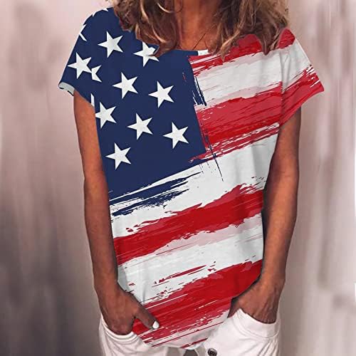 Ženski brod vrat pamuk američka zastava grafički doručak gornji majica za dame ljetna jesen rf rf