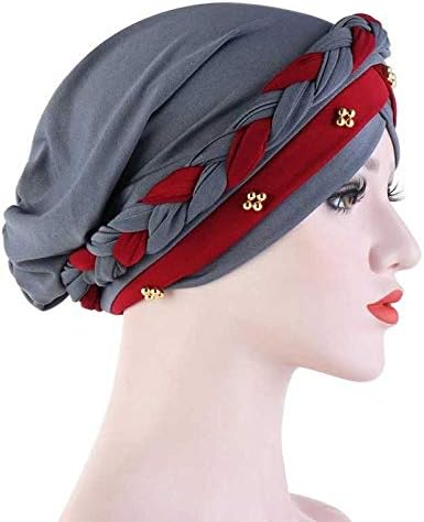 Quanjj dvobojni perli pletenica hidžaba kape proljetne i jesenske muslimanske omota turban kap moda pamučni unutarnji hidžabs
