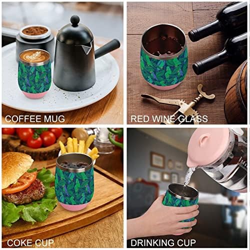 Kokatoo i lišće u plavoj i zelenoj šalici čaša vakuum izolirana šalica nehrđajućeg čelika kava za kavu putnička boca s poklopcem