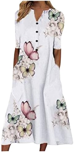 Haljina s cvjetnim uzorkom za žene ljetna haljina majica sarafan za plažu casual Plus veličina ljuljačka kratki rukav labava
