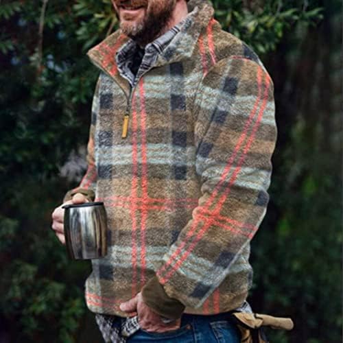 XXBR MENS FUZZY PULOVER TRŽIN ZIP džemper jakne od fleka Plead Aztec Print Sherpa Pulover Tople zimske dukseve