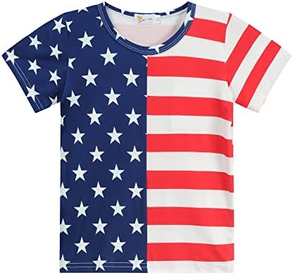 CM-KID Majica američke zastave za djevojčice za dječake, majice 4. srpnja, majica za djecu Patriotski kratki rukav usa Stripes