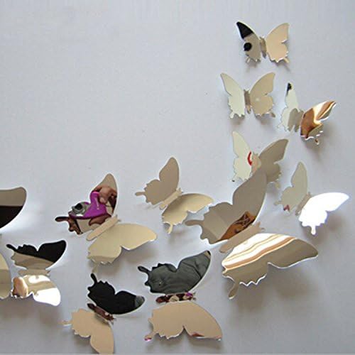 12pcs/set novo stiženo ogledalo Sliver 3D leptir zidne naljepnice zabava Dekor za vjenčanje DIY Ukrasnici za dom