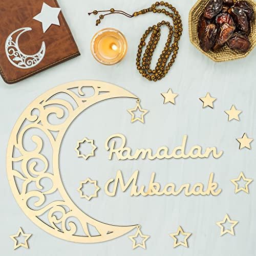 15 komada ramadan ukras Eid zidni dekor drveni moon ornament zvijezde ramazan mubarak znak eid za ukrase za dom muslimanski