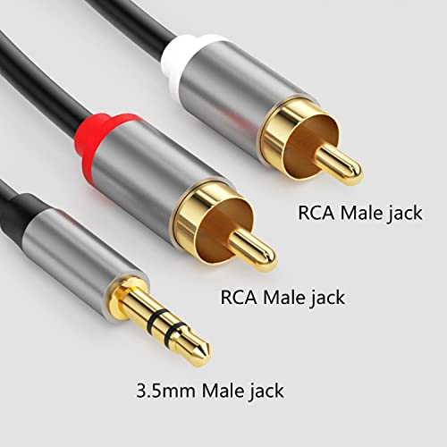 3,5 mm muški do 2 RCA muški priključak stereo audio kabel, 3,3ft/1m 2 RCA y razdjelnik kabela Zlatni utikač, za zvučnik pametnih