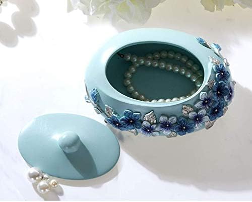 Kutije za nakit QTT Keramička princeza nakita isklesana organizator nakita u europskom stilu za žene plava kutija za nakit