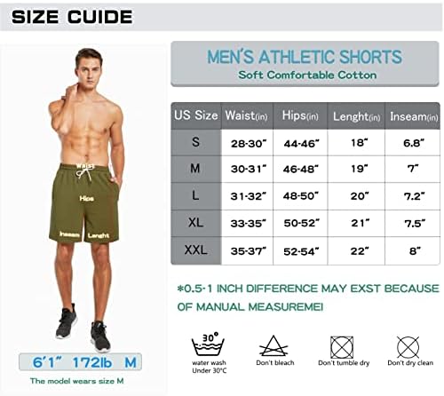 Healong muške atletske kratke hlače pamuk: trening teretana trčanje trening trening - 7 modni sportovi izvlačenja s džepovima