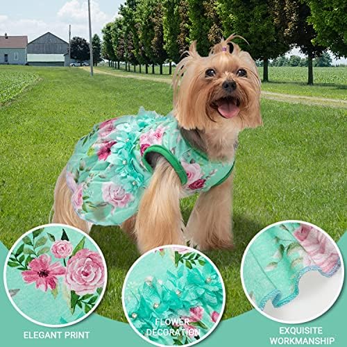 Orzechko haljina za pse s cvjetnim - cvjetni princ princeza pseća odjeća meka slatka prozračna svadbena zabava psa suknja