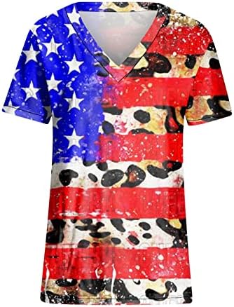 Zefotim 4. srpnja Košulje za žene 2023 kratki rukavi v vrat casual ljetni trendovska američka zastavica vrhovi bluza