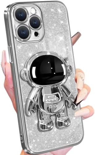 Buleens za iPhone 11 Pro Max Blue Case Astronaut, Clear Cleans za iPhone 11 Promax s sjajnim papirom i Spaceman Stand, Women