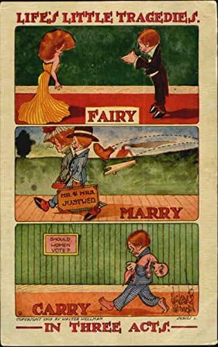 Male životne tragedije u tri čina stripovski smiješni originalni antikni razglednica 1911