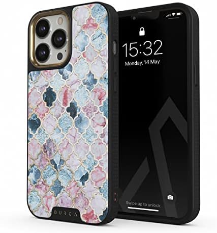 Burga elitni slučaj telefona kompatibilan s iPhoneom 14 Pro - ružičasta ljubičasta marokanska pločica Mozaik - Slatka, ali