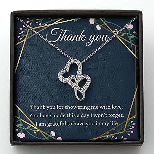 Kartica s porukama, nakit, ručno izrađena ogrlica- Personalizirani poklon dvostruka ogrlica za srce, poklon za tuširanje