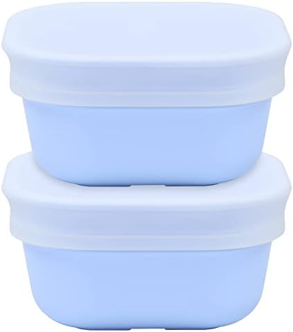 Set od 4 plastične četvrtaste zdjele za višekratnu upotrebu od 12 unci s medicinskim silikonskim poklopcima za pohranu, izrađen