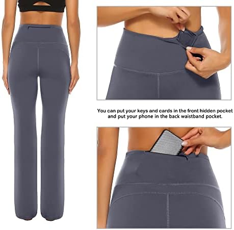 AFITNE ženske prtljage za joga hlače s džepovima, visoki struk za vježbanje bootleg joga hlače kontrola trbuha 4 -a rastezljiva