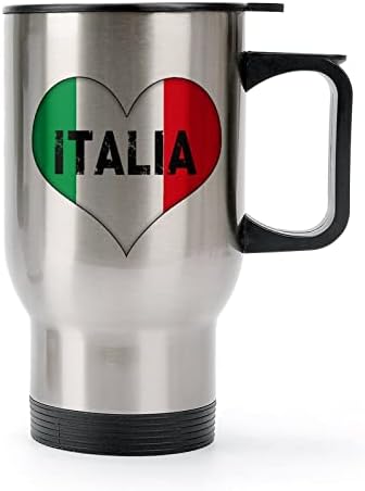 Obožavam Italijsko srce 14 oz putnička kava šalica od nehrđajućeg čelika Vakuum izolirana šalica s poklopcem