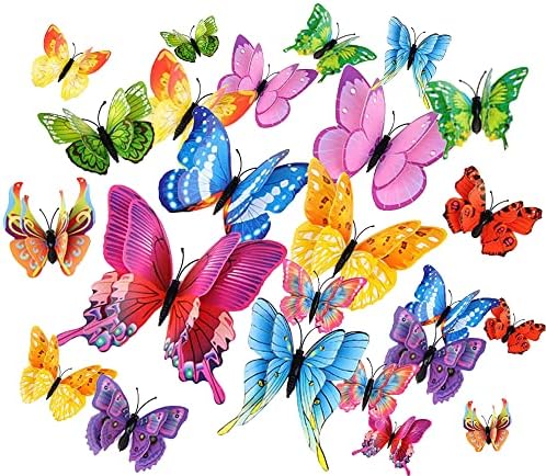 24 kom zidni dekor leptira, uklonjive 3-inčne dvoslojne Zidne naljepnice leptira, ukras leptira pogodan za dječju sobu Uradi