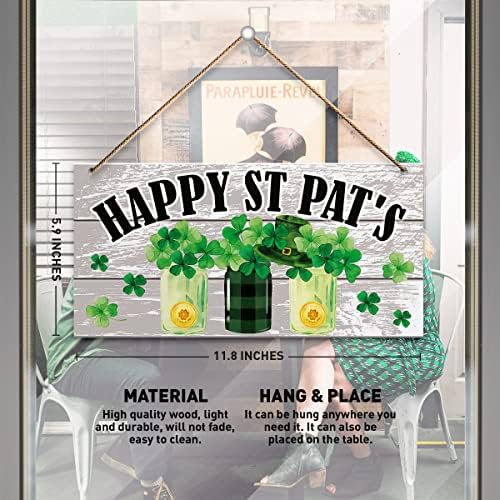 Zidni dekor St. Patricka, sretni sv. Pat's, sretna Clover viseća znak za vrata trijema kućni ured za zabavu St. Patrick's