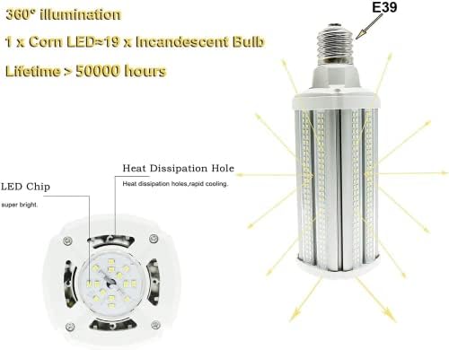LED kukuruzna žarulja od 54 vata ekvivalent od 400 vata LED kukuruzne žarulje od 7020 lumena 5000 K hladno dnevno svjetlo