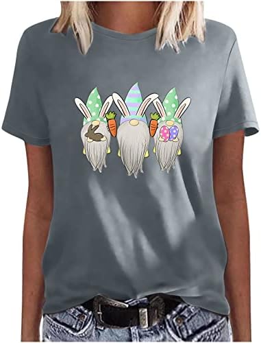 Slatki gnomi zeko jaja Ispis Uskrsne košulje za žene smiješne grafičke majice labave ležerne kratke rukave ljetni vrhovi