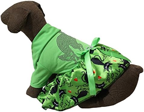 Petitebella štenaca odjeća pseća haljina crne mačke zelene pamučne majice srca točke tutu