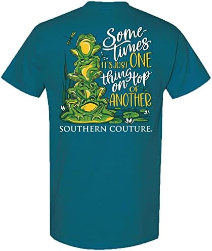 Southern Couture žabe na vrhu druge galapagos plave pamučne modne majice
