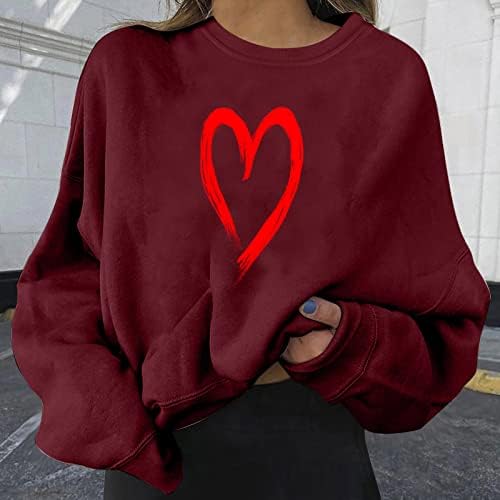 Predimenzionirana praznična dukserica za žene smiješne slatke tunike vrhove valentinove bluze bluze dugih rukava za uličnu