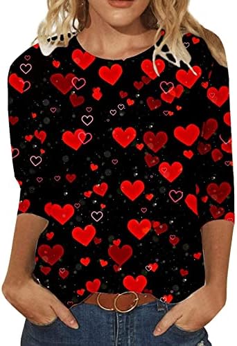 Jjhaevdy valentinovi plus veličina pulover žene o-vratovi vrhovi dugih rukava Love Heart grafički gornji par košulje
