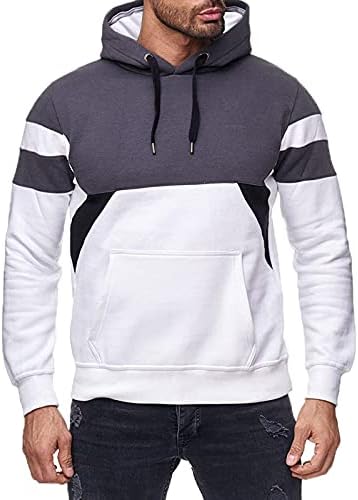 XZHDD Muška novost u boji blok pulover kapuljača s dugim rukavima ležerni ležerni vitki fit kapuljač