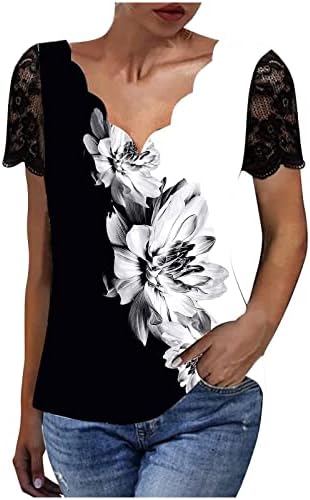 Gornja košulja za dame jesenski ljetni kratki rukav 2023 duboki v vratni grafički print cvjetni brunch top sf sf sf