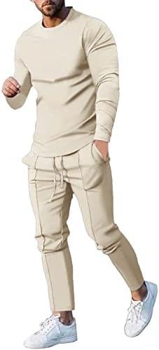 Muški 2 -komadni znoj Sweatsuit Postavlja sportske odjeće s dugim rukavima za muškarce Fashion Tracksuit Solid Comfy Casual
