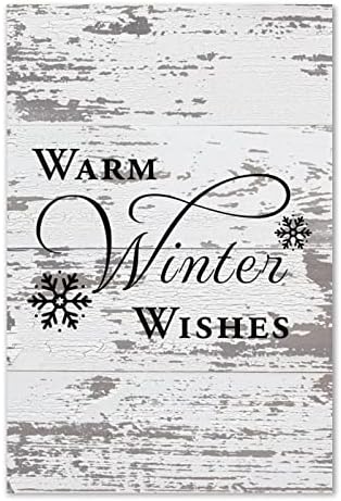 Alioyoit Vintage stil drvena ploča s božićnim rekavši topla zima želja za vrtić viseći zid Ukrasite natpis za drvo za blagovaonicu