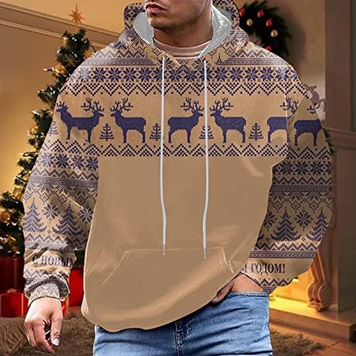 Gdjgta muški jesen i zimska božićna moda slobodno vrijeme 3D digitalni ispis džep s kapuljačom dugi pulover dugi rukav jednostavno