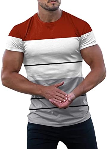 HDDK Summer muški v vrat majice kratkih rukava u boji blok patchwork majice vrhovi atletskih treninga sportski vitki fit