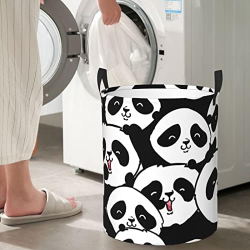 Panda print košara za rublje sklopiva okrugla košara za odlaganje odjeće kanta za spremanje potrepština za rublje dvije veličine/