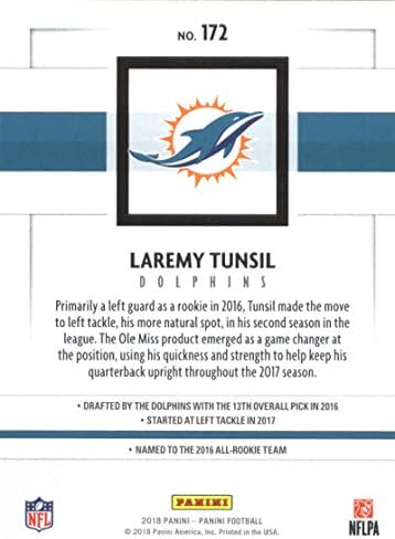 2018. Panini NFL nogomet 172 Laremy Tunsil Miami Dolphins Službena trgovačka karta