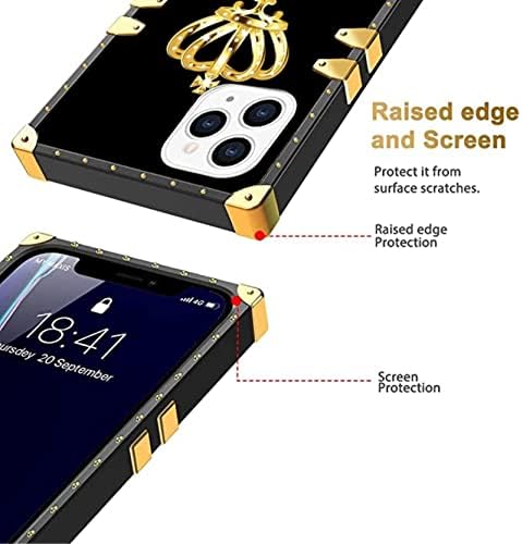 Kompatibilno s iPhone 13 Pro Max Square Case, Queen of Keys Luksuzni elegantni zlatni ukras za iPhone Case Girls Muškarci,
