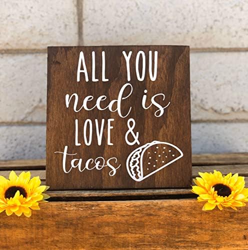 Houvssen Bar Wedding Sign, znak za vjenčanje kamiona, sve što trebate je ljubav i tacos, ljubav i tacos dekor doma, Wood