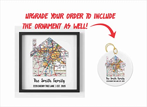 Novi kućni poklon domaći poklon mapa umjetnost poklon obiteljska obitelj Osnovano ime prezime Art Family Art uokvireni umjetnički