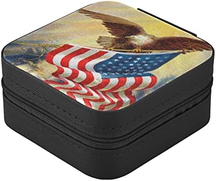 Bald Hawk američka zastava za putopis futrola pu kože prijenosna kutija nakita Organizator putovanja Mala kutija za nakit