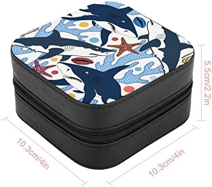 Kutija za pohranu nakita morski psi školjke morske zvijezde i koralji šareni morski uzorak Putna torbica za nakit Slatka
