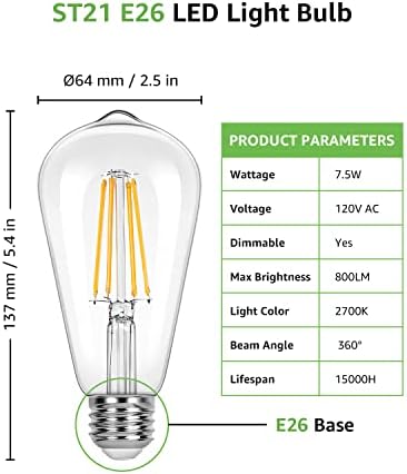 Edison led žarulje s mogućnošću zatamnjivanja od 60 vata ekvivalentne 60 vati Vintage žarulje sa žarnom niti topla bijela