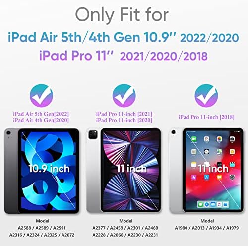 SEYYMAC iPad Air 5th/4. generacija kućišta 10,9 inča 2022/2020, iPad Air 5/4 slučaj, iPad Pro 11 slučaj 2021/2020/2018 Black