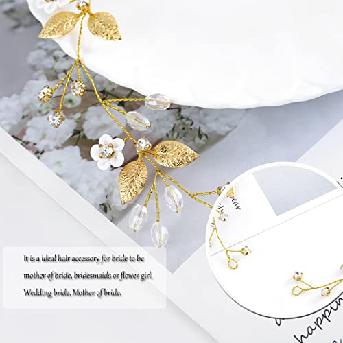 Ravni vjenčani listovi vjenčani pokrivalo za glavu zlatni cvjetovi kristalna kosa mladenke vinova loza rhinestone vjenčani