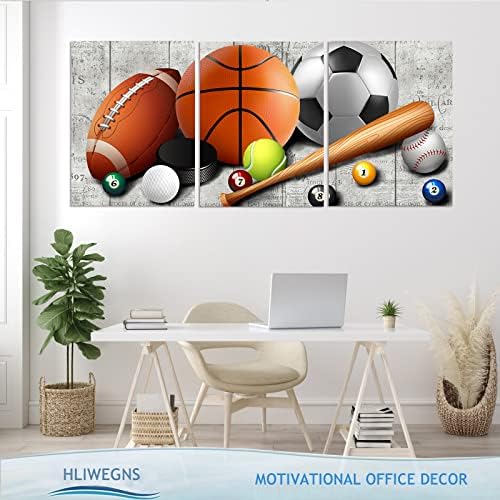Hliwegns dječji dekor, estetski sportski platno zidna umjetnost za dječake spavaće sobe, košarkaški nogometni bejzbol slikarski