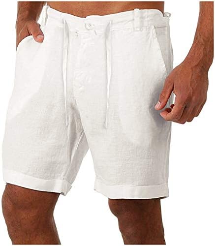 Muške sportske kratke hlače muške Ležerne hlače od pamuka i lana s gumbima i vezicama u struku, džepovi, kratke hlače, kratke
